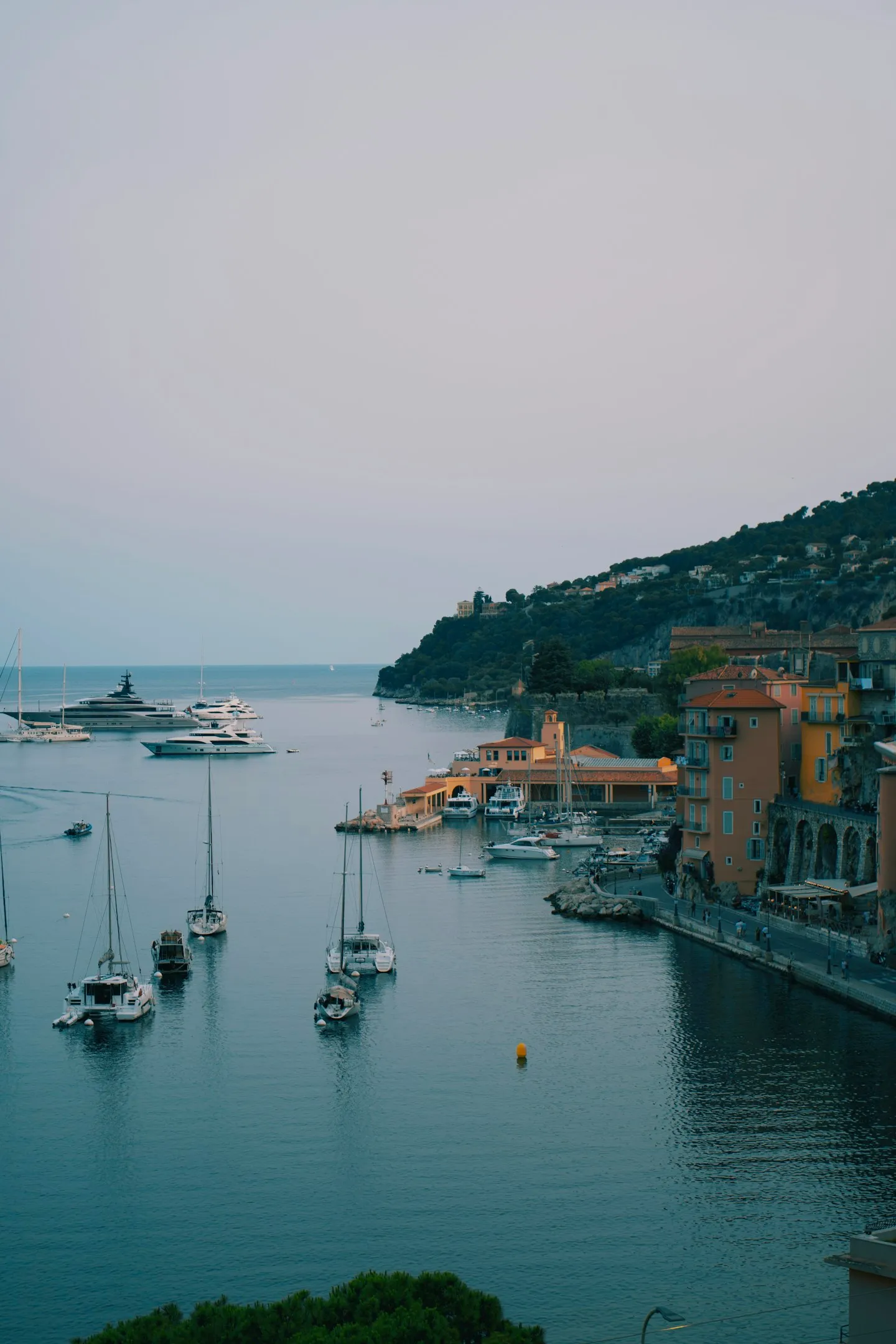 Villefranche-sur-Mer harbor at dusk